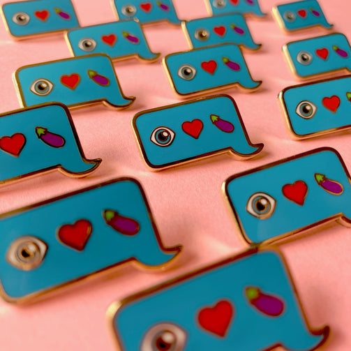Eye Heart Eggplant pin - GAYPIN'